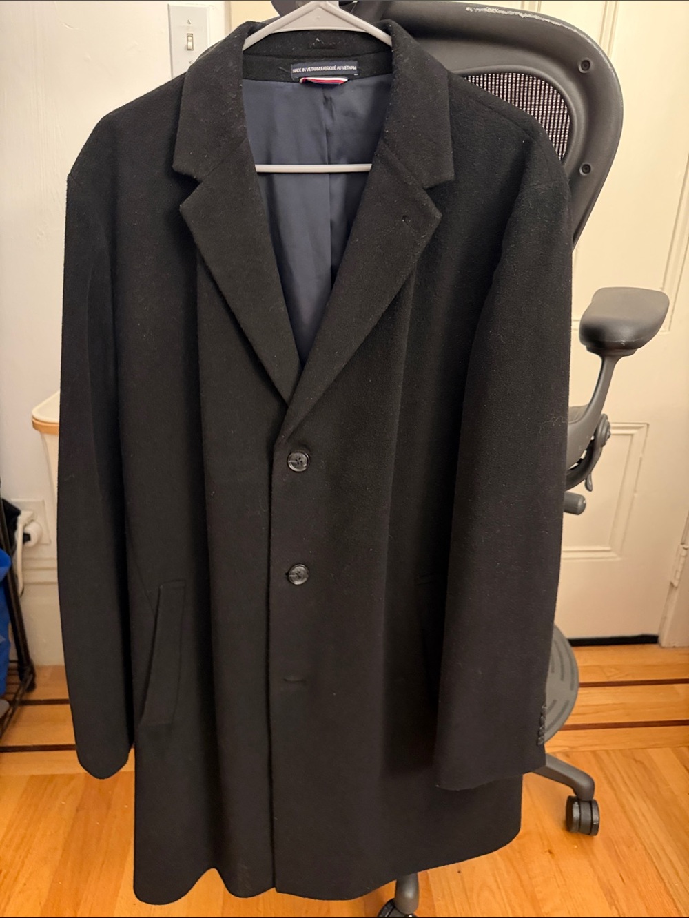 Tommy Hilfiger Men’s Trim Fit Wool-Blend Overcoat